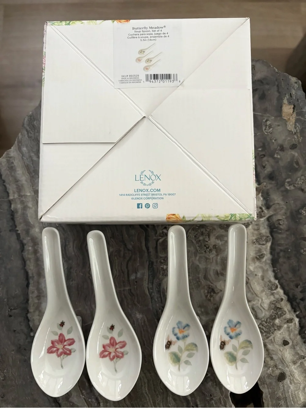 NWT Lenox Butterfly Meadow Soup Spoon Set (4 Piece)